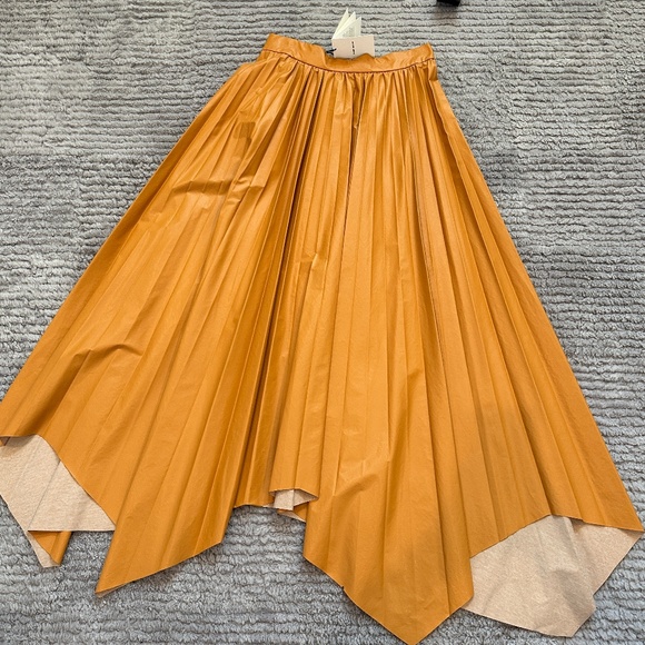 NWT Isabel Marant Davis Asymmetric pleated maxi skirt - faux leather - Picture 5 of 9